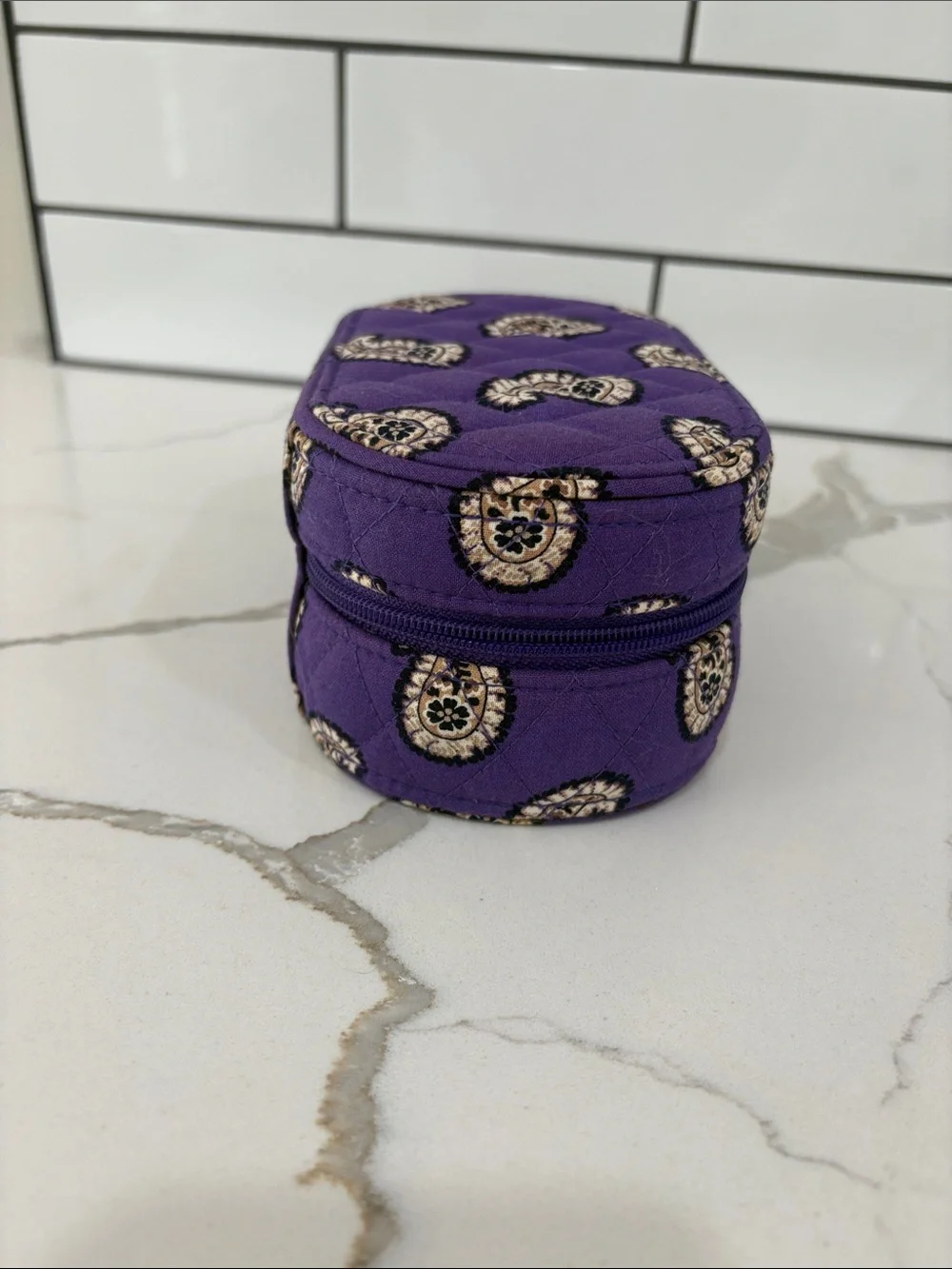 Vera Bradley Purple Paisley Quilted Jewelry Travel Hard Case